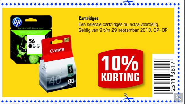 Een nieuwe cartridge nodig? Met de kortingsbon ontvang je 10% korting op een selectie cartridges. #evennaarprimera