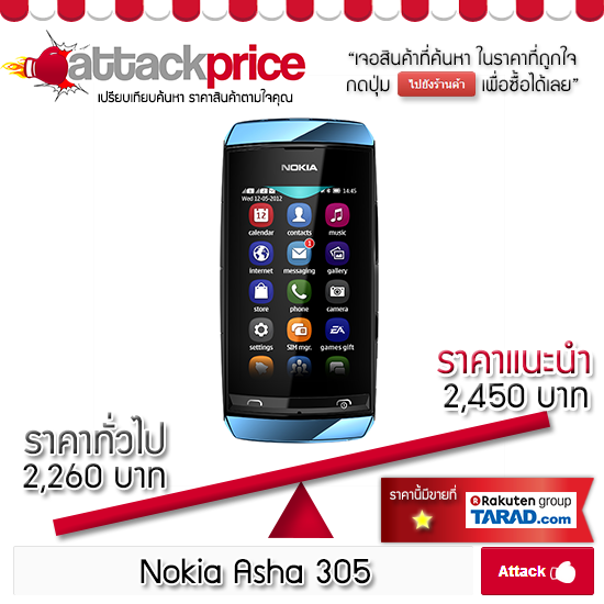 attackprice's tweet image. Nokia Asha 305 มือถือเล่น Line ได้ ราคาไม่แพง ดูราคาก่อนซื้อออนไลน์ได้ที่นี่ goo.gl/6YxKSs #AttackPrice