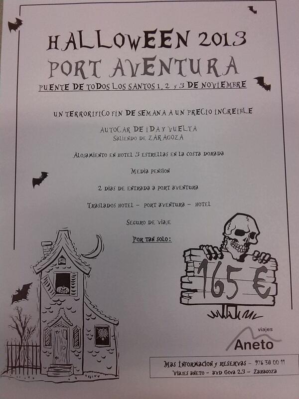 #halloween2013 viajes Aneto os ha preparado dos salidas para el puente de todos los santos a Port Aventura, 165 €