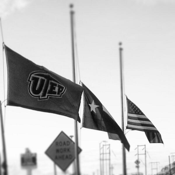 UTEP_P3's tweet image. Flags fly at half-mast today here on campus . Thoughts are with those who have been affected in D.C. #prayforDC