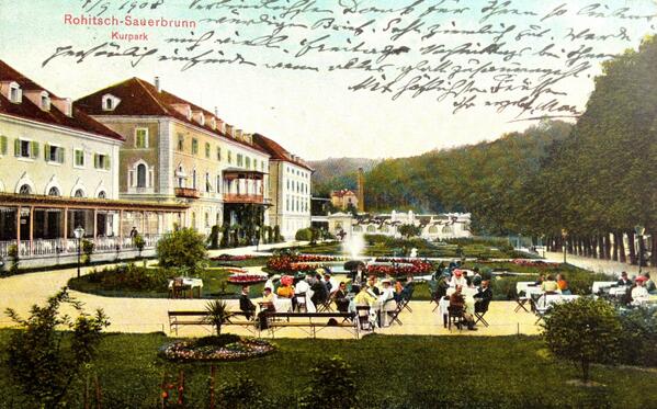 knjiznicaNUK's tweet photo. Rogaška Slatina: zdraviliški park leta 1908. http://t.co/RPKxG2YgHy