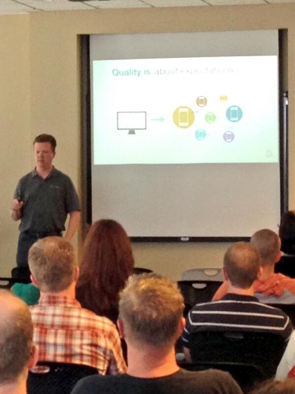 WieEinFuchs's tweet image. Brian Kitchener bringing it with his presentation on #mobile quality. #denstartupweek #ProtoTest