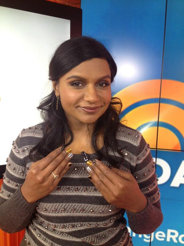 Mindy Kaling on TODAY, showing off her manicure in the new 'Orange Room'. Love her show 'The Mindy Project'