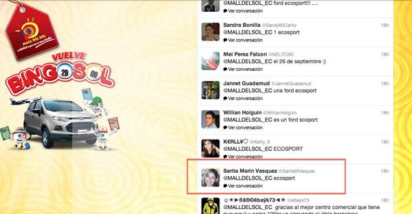 MALLDELSOL_EC's tweet photo. ¡Felicitaciones @SaritaMVasquez! Ganaste 2 PALCOS de #TriviaMallDelSol para el partido de Barcelona vs Independiente. http://t.co/Et83PvInTr
