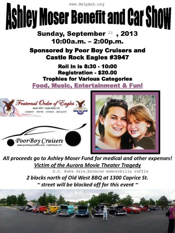 HelpAsh's tweet image. Car Show Benefit for Ashley postponed to 9/22/13 10A-2P 1300 Caprice st. Castle Rock #HelpAsh helpash.org