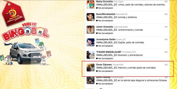 MALLDELSOL_EC's tweet photo. ¡Felicitaciones @Omarito90! Ganaste 2 PALCOS de #TriviaMallDelSol para el partido de Barcelona vs Independiente. http://t.co/PY043Ayi9u