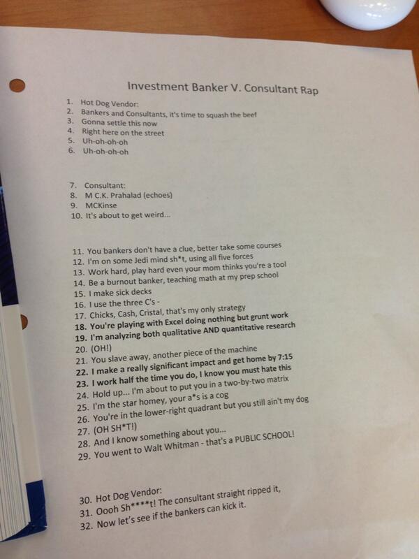 AmyClark26's tweet image. I just saw an investment banker RAP in the trash by my desk at work. It's pretty hilarious #randomraps