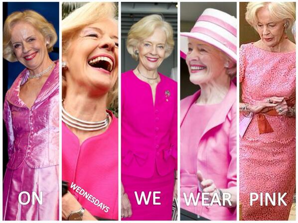 timinthecity's tweet image. #QuentinBryce #GG #AusPol #Australia #GovernorGeneral #OnWednesdaysWeWearPink #TonyAbbott #YouCantSitWithUs