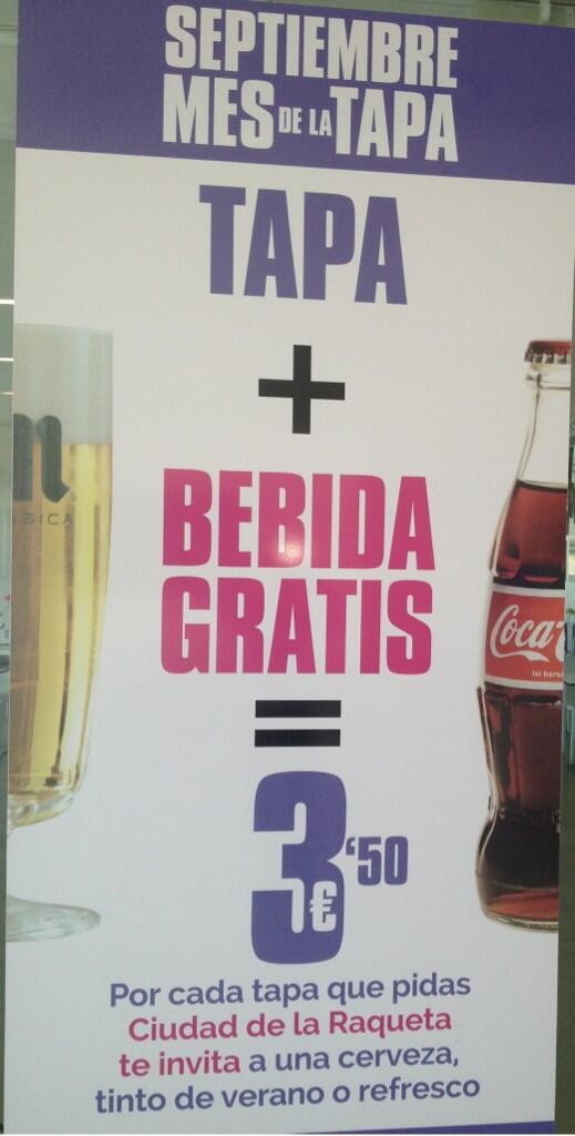 Ven hoy a cafetería de <a href="/ciudadraqueta/">Ciudad de la Raqueta</a> #Elche Vs Real Madrid 22:00h y cada tapa que pidas te REGALAMOS la bebida.