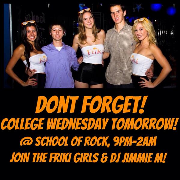 FrikiGroup's tweet image. Don't forget - College Wednesday tomorrow at the School of Rock! #asu @ASULifestyle