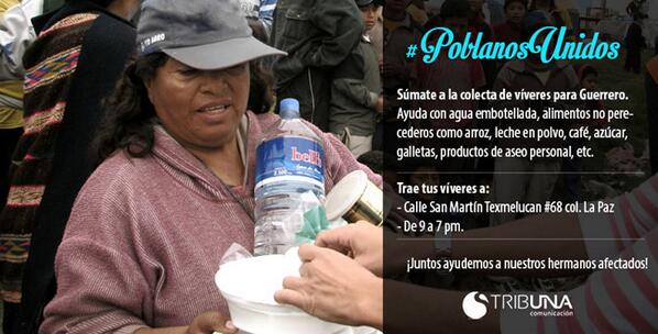 TribunaMedios's tweet photo. #PoblanosUnidos ¿Cómo ayudar desde #Puebla? #Guerrero http://t.co/iPJjOoA1xd