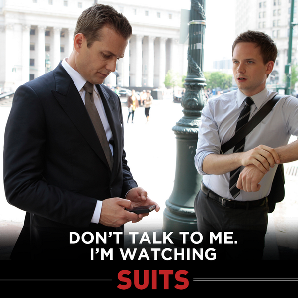 SuitsPeacock's tweet photo. Turn the volume up. #Suits is on. http://t.co/mzjP8QmUZu