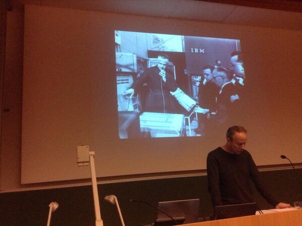 FredTruyen's tweet image. Franz Fischer mentions Roberto Busa, pioneer of humanities computing and digital edition #dighum13