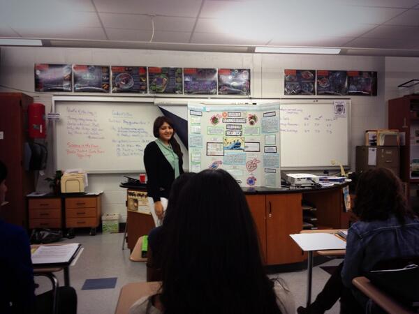 President, Pooja Shah talking about the Waksman Scholarship opportunities to AP Bio period 11-12.