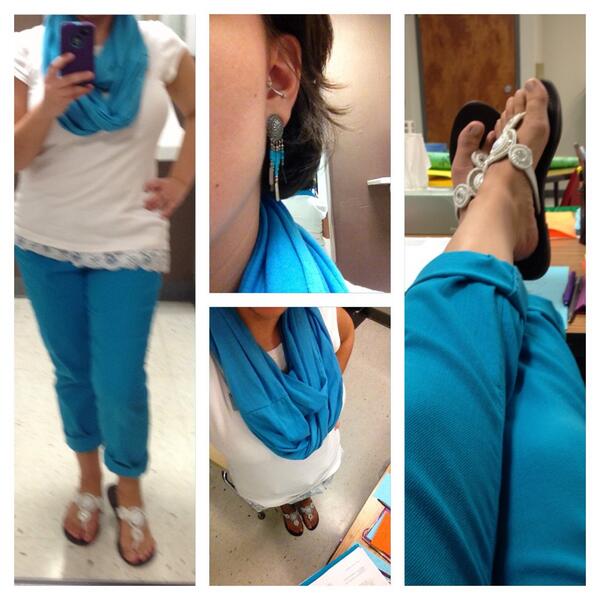 INeedCoffeeNow1's tweet image. Turquoise theme for picture day #favecolor #ootd #teacherstyle