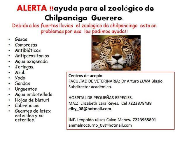 EyraIvonne's tweet photo. AYUDA para el ZOOLÓGICO DE CHILPANCINGO GRO....Los animales también están padeciendo ante el desastre! http://t.co/wV0lXyGx49 @ReginaOrozco