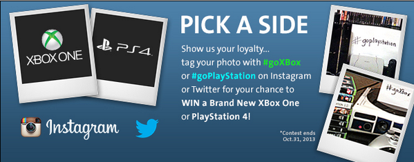 goHastings's tweet photo. Pick a side! Upload a pic w/ #goXbox or #goPlayStation to enter to win a BRAND NEW XBox One or PS4! *Ends 10/31. http://t.co/eNbHQ6sSxp