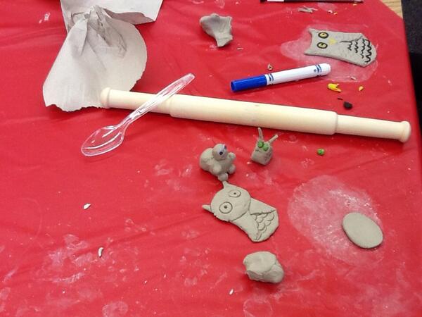 LibHunter's tweet image. @dcceg @deliabulldogs #delialibrary Some great clay sculptures made today in the Delia Library.