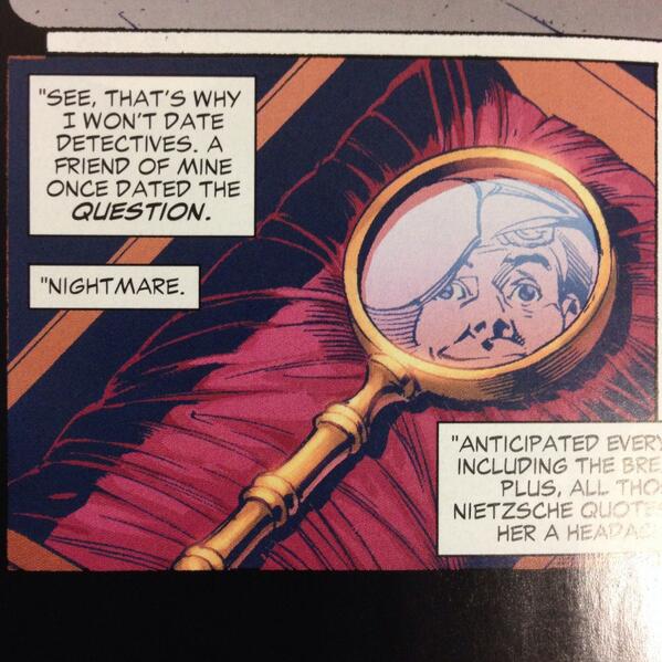 TheQuestion67's tweet photo. @bradmeltzer Mr. Meltzer. It should be no mystery to you that I’d find this highly offensive. #IdentityCrisis http://t.co/6Esw7Cp0TM