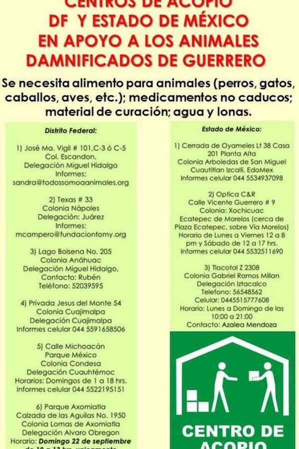 janet_14984's tweet photo. @MrElDiablo8 hola jorge te mando una lista de centros de acopio para los perritos y gatitos de guerrero http://t.co/WWkBIDnLcr