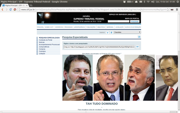 AnonymousRJ's tweet photo. TÁ TUDO DOMINADO http://t.co/WfVo1aqK4E #MENSALÃO #DIRCEU #ACORDAGIGANTE #XSS http://t.co/xQGusGkPZq
