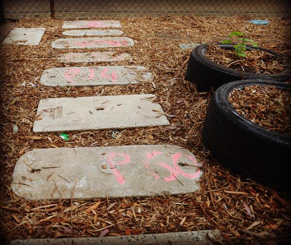 MeelaChildCare's tweet photo. Meela ChildCareWA, teaching kids about reusable resources,paths from old Telstra covers #enviroweek13 @coolaustralia http://t.co/PkJy06EIvL