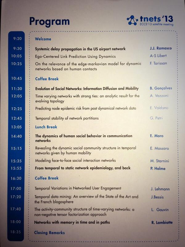 net_science's tweet image. JJ Ramasco, B Goncalves, E Moro, P Holme and R Lambiotte invited speakers at tnets13 #eccs13