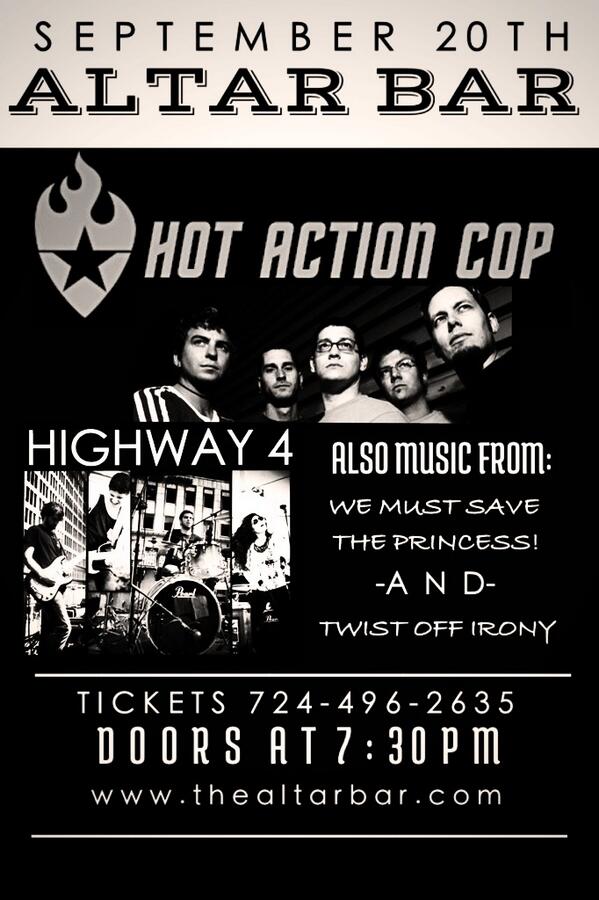 Get yo tickets for Friday 😁@AltarBar w/ @hotactioncop we've got them for $15 a piece 724-496-2635 #supportlivemusic