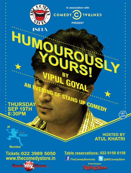 BombilTimes's tweet image. #BombilThursday RT “@ComedyCentralIn: Humourously Yours!" featuring Vipul Goyal. Tonight, 8.30 PM. http://t.co/9FZGcjvggJ”