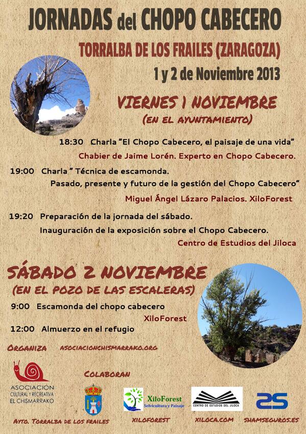 jorgefanlo's tweet photo. Jornadas del Chopo Cabecero en Torralba de los Frailes (Zaragoza) 
1 y 2 de noviembre 2013 Organiza @chismarrako http://t.co/spah0QzMX3