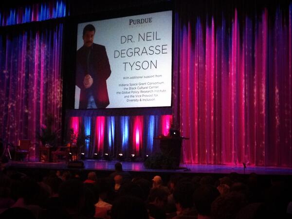 LifeAtPurdue's tweet photo. Stage is ready, but the crowd is still filing in for @neiltyson #NDTPurdue http://t.co/UIVN4T0kwl