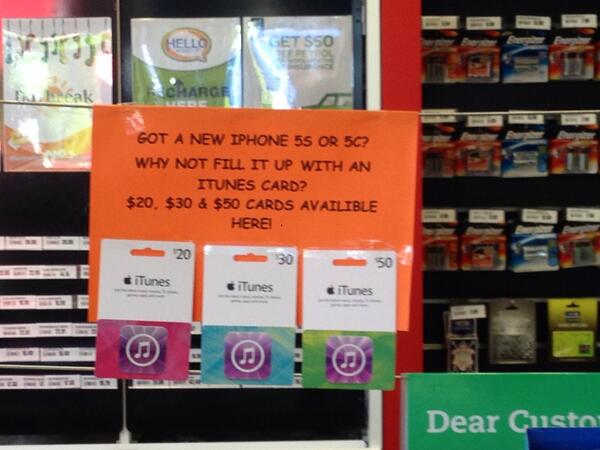 2215AusFair's tweet photo. With the release of the new iPhones today why not remind our customers we sell iTunes cards! http://t.co/IbfhdffVhH
