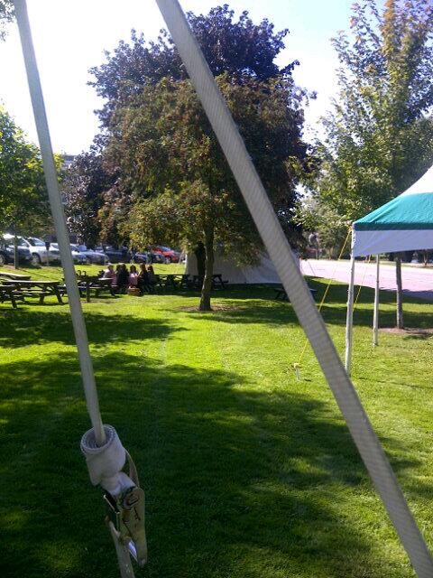 A delicious view of Veterans Dr with <a href="/SavourStratford/">Savour Stratford</a> tents + picnic tables ready for action. savourstratford.com