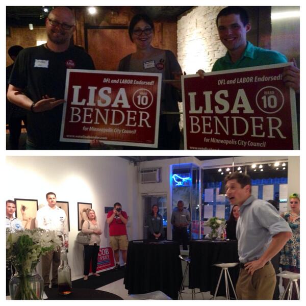 Spent time in wards 10 &amp; 3 tonight with the @lisabendermpls and <a href="/Jacob_Frey/">Jacob Frey</a> campaigns. Thanks for the fun! #mplsdfl