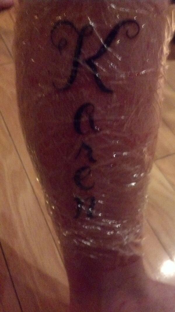 kay_raiders's tweet photo. my boyfriend got my name tatted on his leg #loyalty #love #forever http://t.co/LBMoWMKU4o