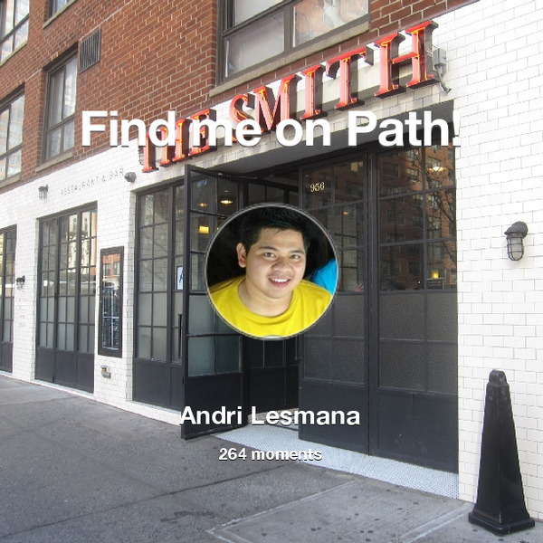 bondriBONTENG's tweet photo. I've shared 264 memories with my friends on #Path - see them now at http://t.co/gXf3g6hNXF! #thepersonalnetwork http://t.co/w0mB4W5Zpn