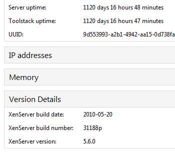New uptime score for one of my #XenServer 5.6 - Happy about the long-term stability! Thanks Citrix :-)