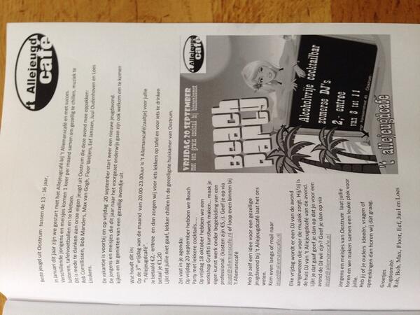allejeugdcafe's tweet image. In het oostrumsweekblad staat een artikel over het allejeugdcafe!