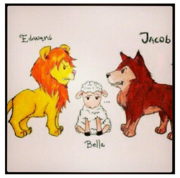 TwihardsSaga's tweet photo. Edward ( Singa ), Bella (Domba ) , Jacob ( Serigala ) unyu yaa^^ #PictTS http://t.co/c0iOs1sSiY