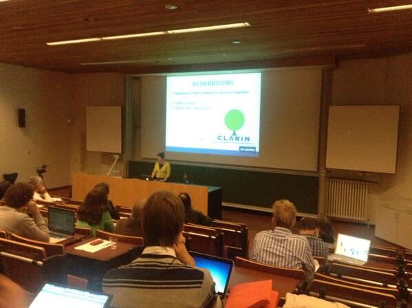FredTruyen's tweet image. Liesbeth Augustinus on Nederbooms, treebank project for Dutch #dighum13 #clarin