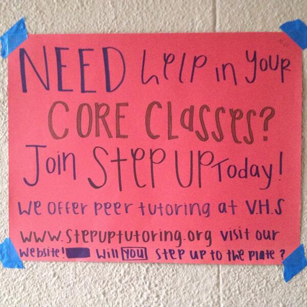 StepUpTutoring's tweet photo. Have you spotted this poster around school? Retweet if you have! http://t.co/6kJsoj5R6Y