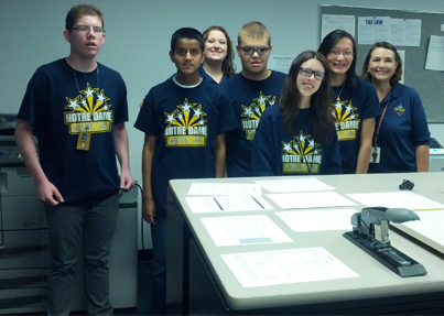 RedCrossNTX's tweet photo. We're excited to welcome students from @NotreDameDallas who are #volunteering w/us today. Thx for ur service! http://t.co/NPJMCZHr0g