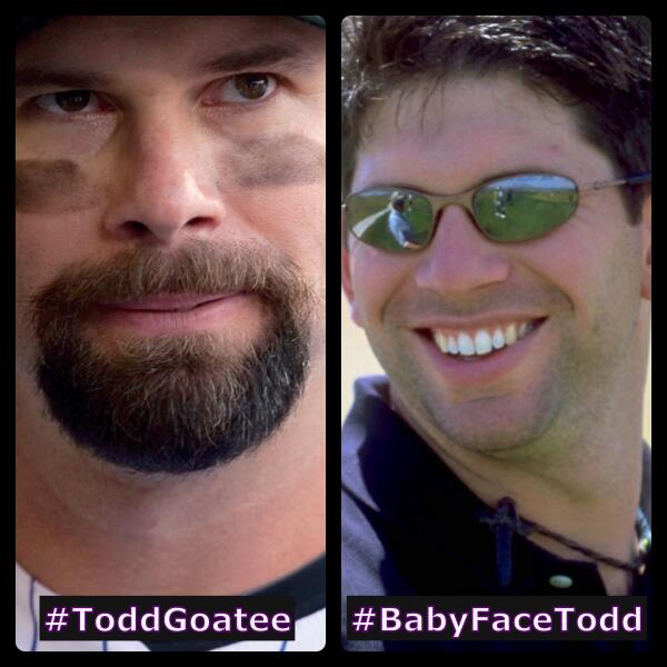 Rockies's tweet photo. #ToddsTops: Which face do you prefer, #ToddGoatee or #BabyFaceTodd? VOTE USING HASHTAG http://t.co/Qh1DIz75Lv