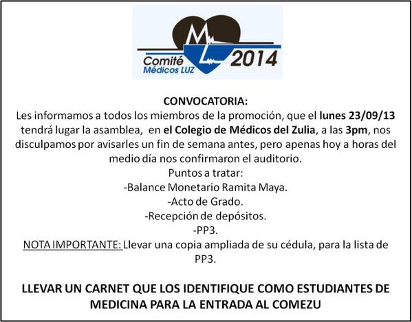 Ross2306's tweet photo. Asamblea Lunes 23/09 3pm, COMEZU, Favor correr la información. @ComiteMedLUZ14 http://t.co/PbYoeFqnVh