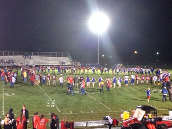 It's pretty powerful to see student athletes giving thanks and praise after a football game.