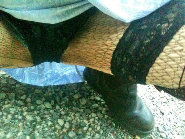 PepperWolffe's tweet photo. #laceypanties  open legs #publishflashing  #fishnets walking in the sunshine! http://t.co/uXUmWAeYCo