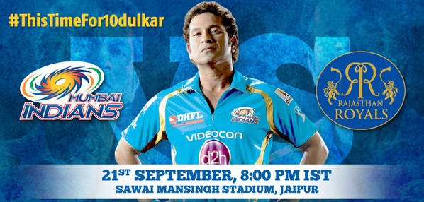 mipaltan's tweet photo. We're coming to get you! Are you ready @rajasthanroyals? #ThisTimeFor10dulkar #MI #CLT20 http://t.co/AUBHs44qf4