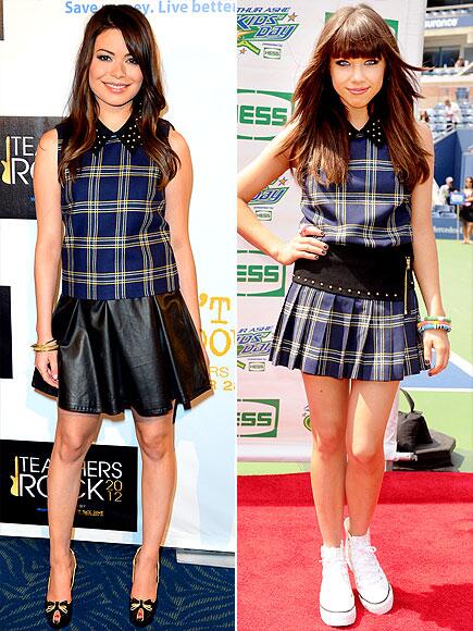 CelebVsAnother's tweet image. Who wore it better?
Miranda Cosgrove vs. Carly Rae Jepsen 
RT:Miranda
FAV:Carly