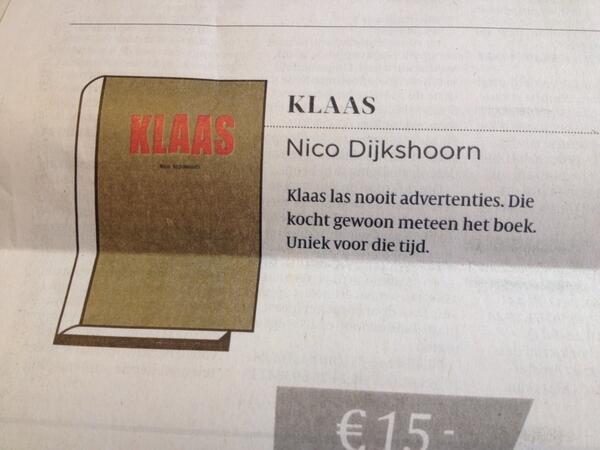 Advertentie in Volkskrant.