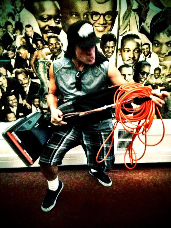 Metallica's tweet image. Robert "cleaning up" here at the Apollo Theater! It's almost time! #MetallicaMovie #MetallicaThroughTheNever